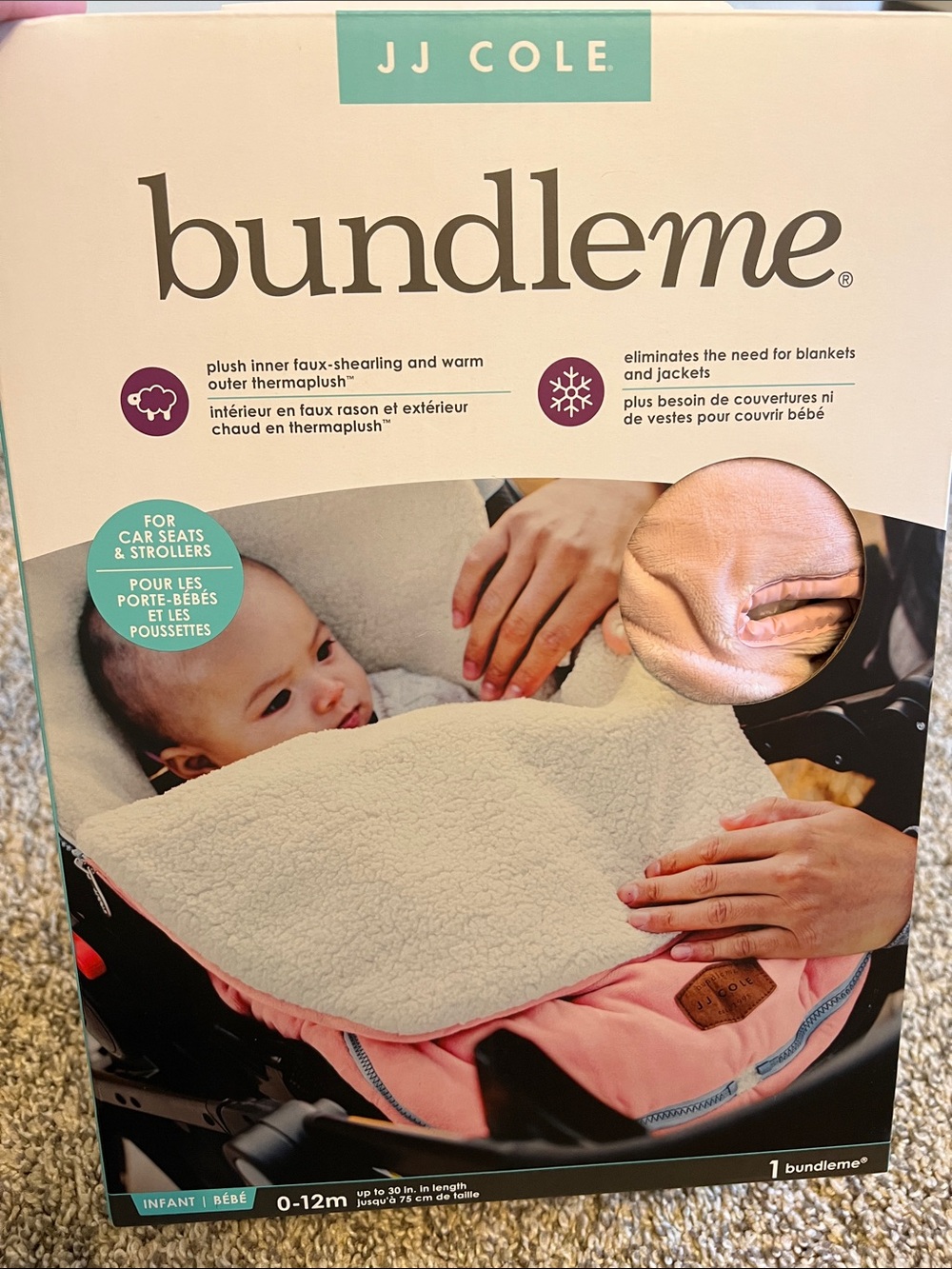 JJ Cole bundleme Infant Car Seat & Stroller Cover - Pink & Cream